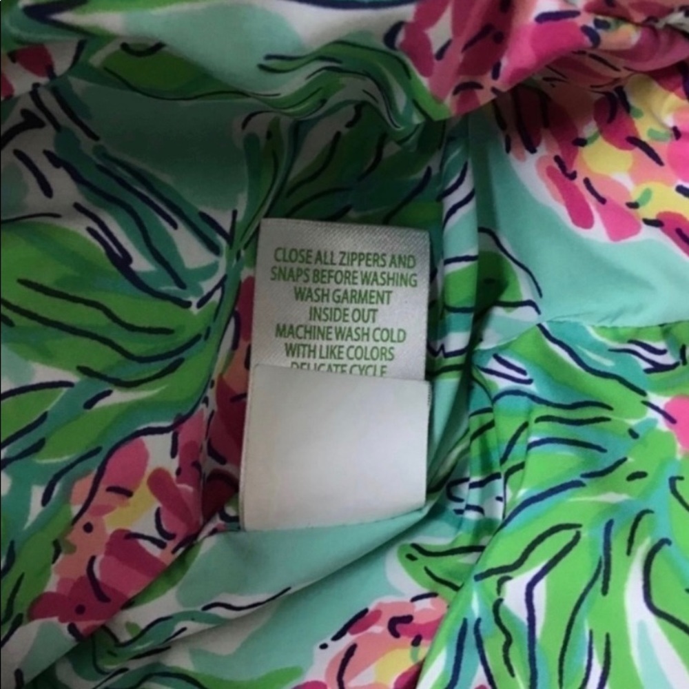 Lilly Pulitzer Vest Jacket Puffer Floral Green Size XS - Picture 7 of 7